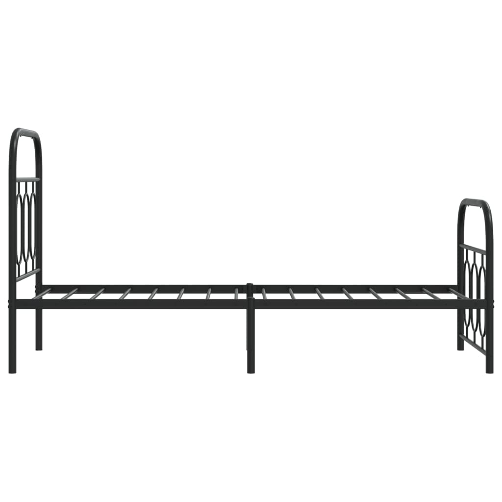 Bedframe met hoofd- en voeteneinde metaal zwart 75x190 cm