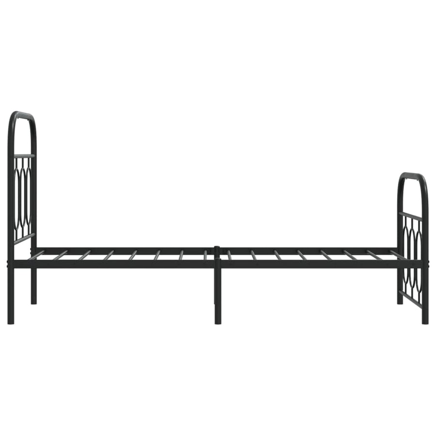 Bedframe met hoofd- en voeteneinde metaal zwart 75x190 cm