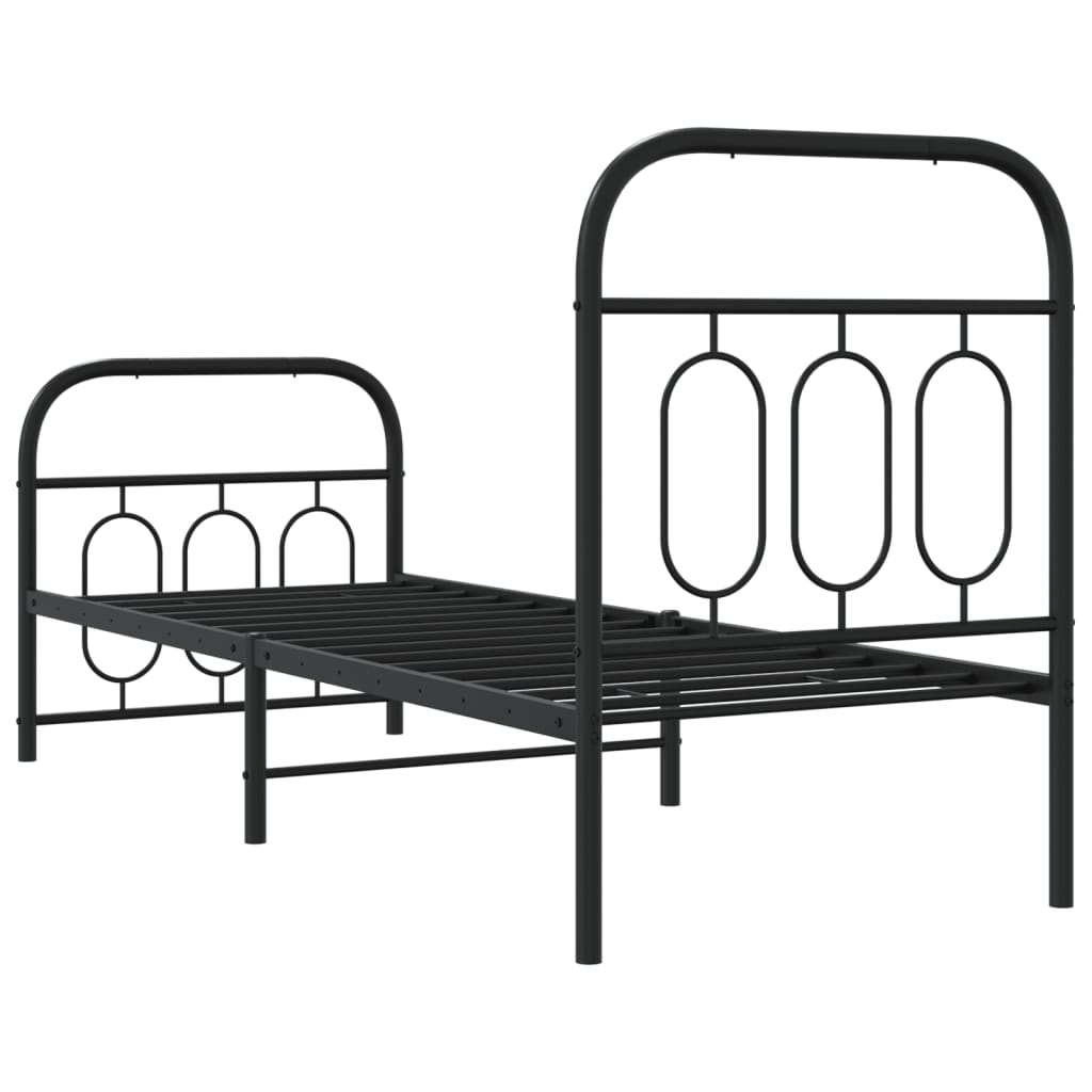 Bedframe met hoofd- en voeteneinde metaal zwart 75x190 cm