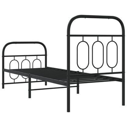 Bedframe met hoofd- en voeteneinde metaal zwart 75x190 cm