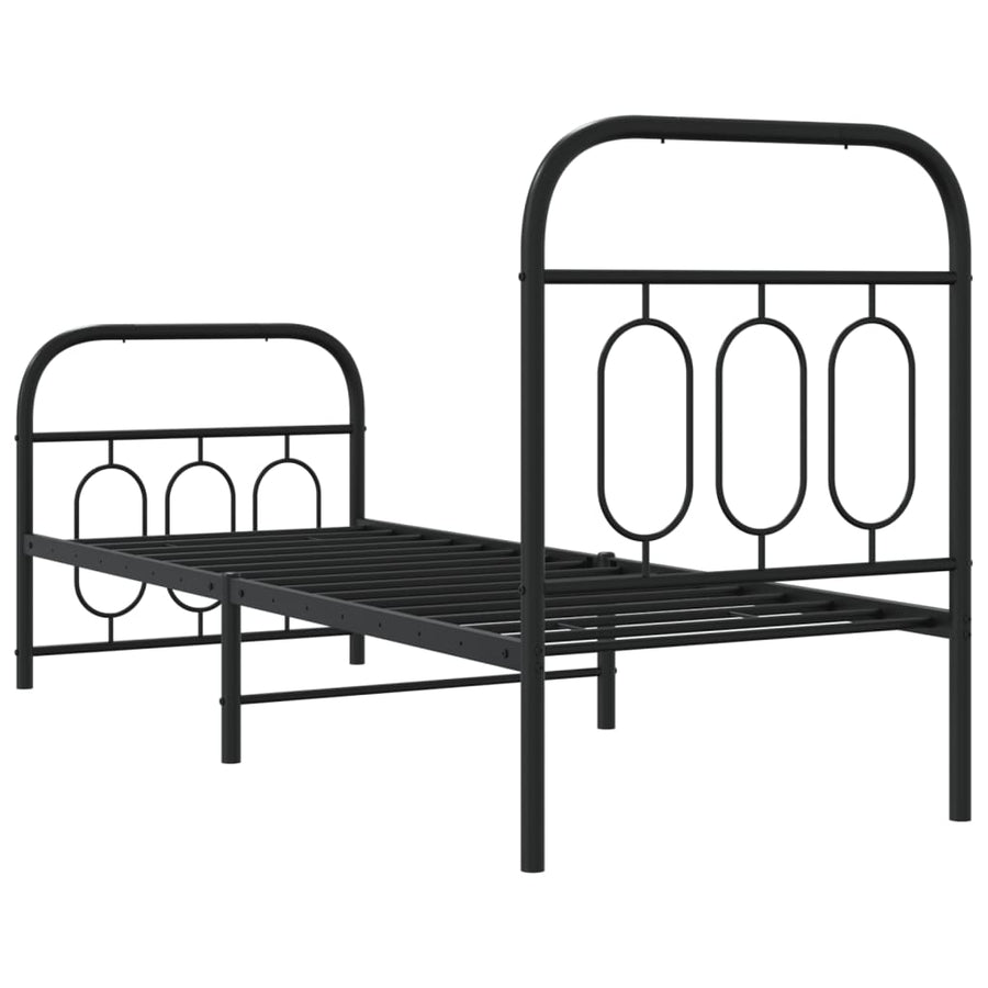 Bedframe met hoofd- en voeteneinde metaal zwart 75x190 cm