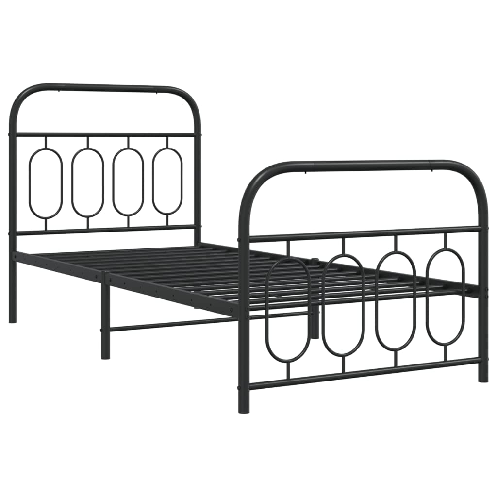 Bedframe met hoofd- en voeteneinde metaal zwart 80x200 cm