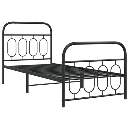 Bedframe met hoofd- en voeteneinde metaal zwart 80x200 cm