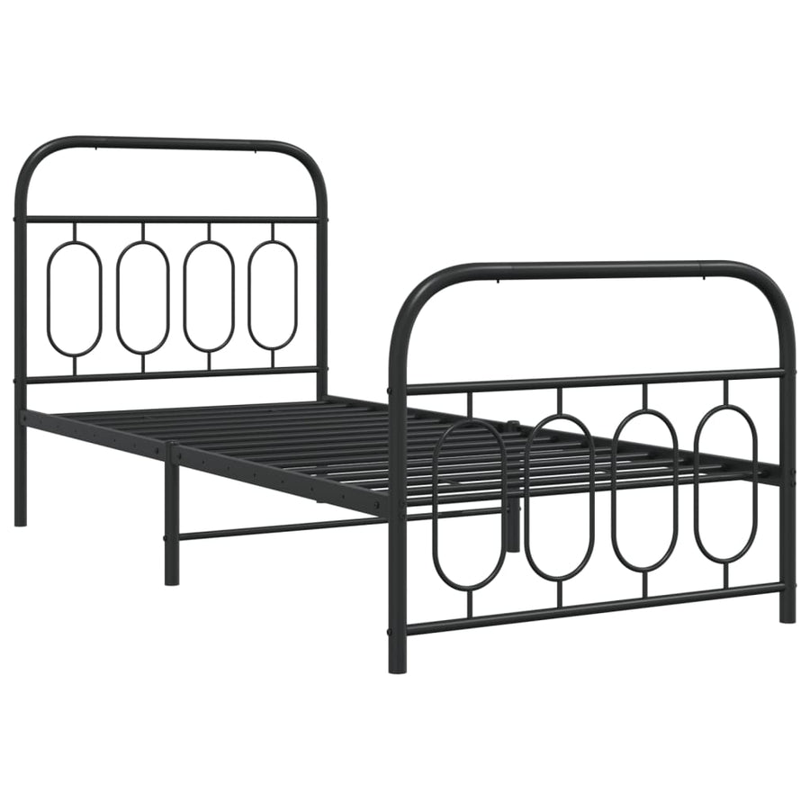 Bedframe met hoofd- en voeteneinde metaal zwart 80x200 cm