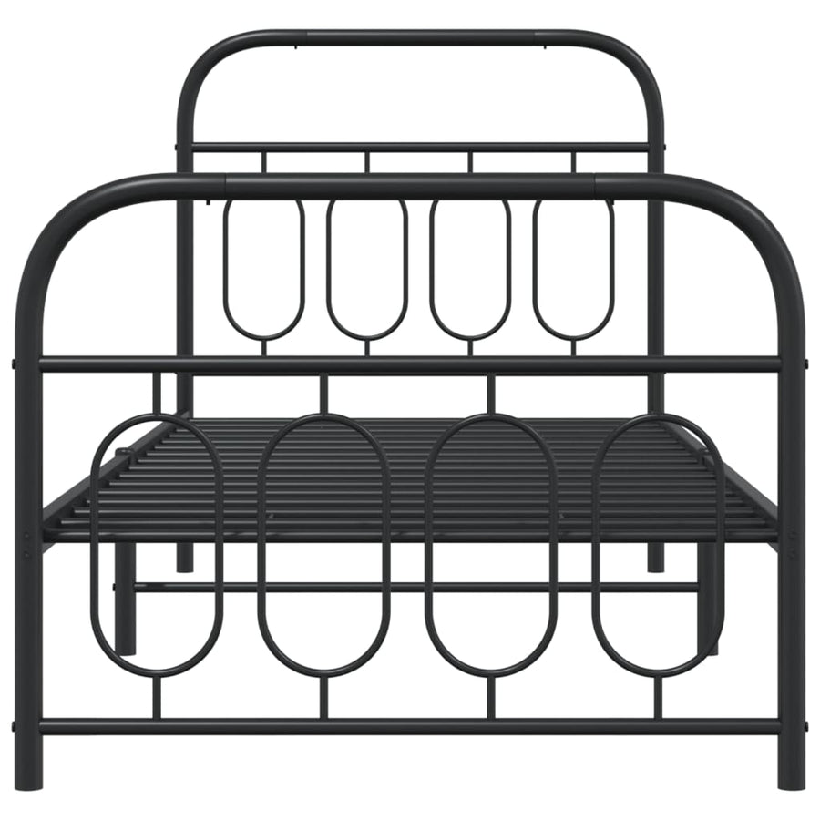 Bedframe met hoofd- en voeteneinde metaal zwart 80x200 cm
