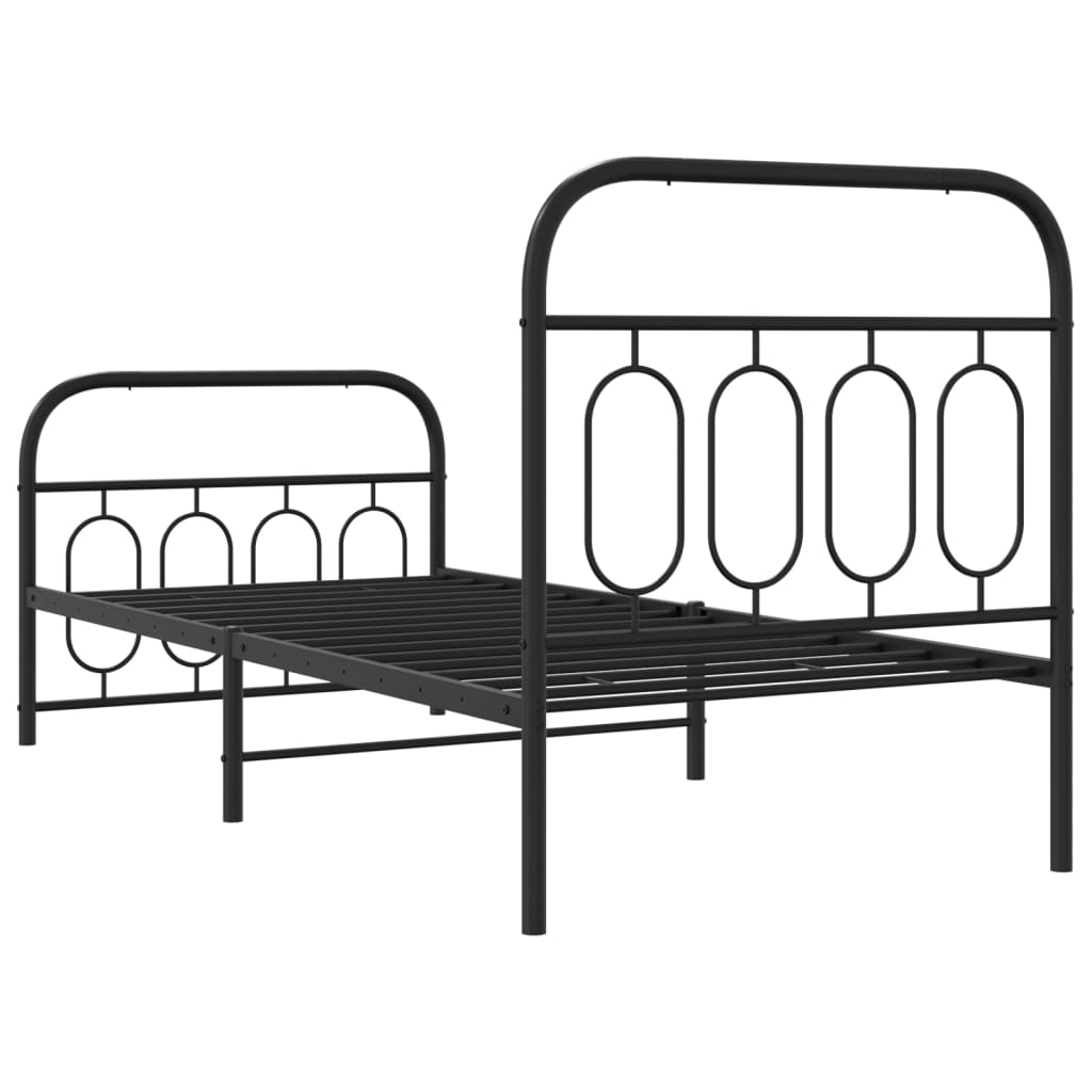 Bedframe met hoofd- en voeteneinde metaal zwart 80x200 cm