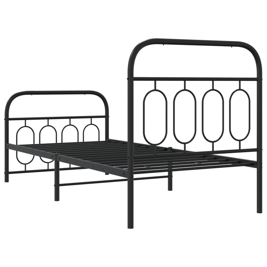 Bedframe met hoofd- en voeteneinde metaal zwart 80x200 cm