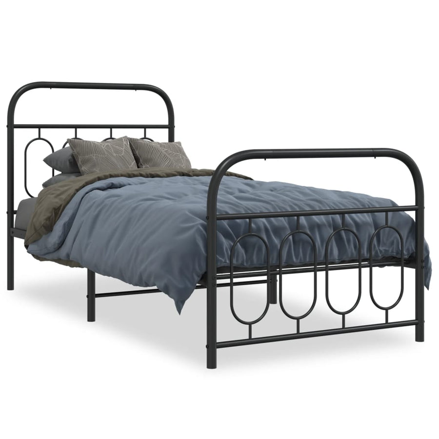 Bedframe met hoofd- en voeteneinde metaal zwart 80x200 cm