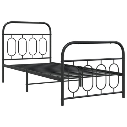 Bedframe met hoofd- en voeteneinde metaal zwart 90x200 cm