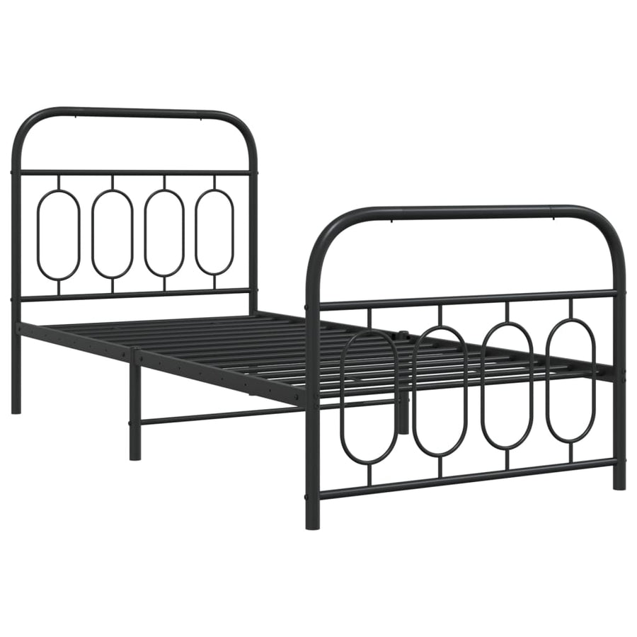 Bedframe met hoofd- en voeteneinde metaal zwart 90x200 cm