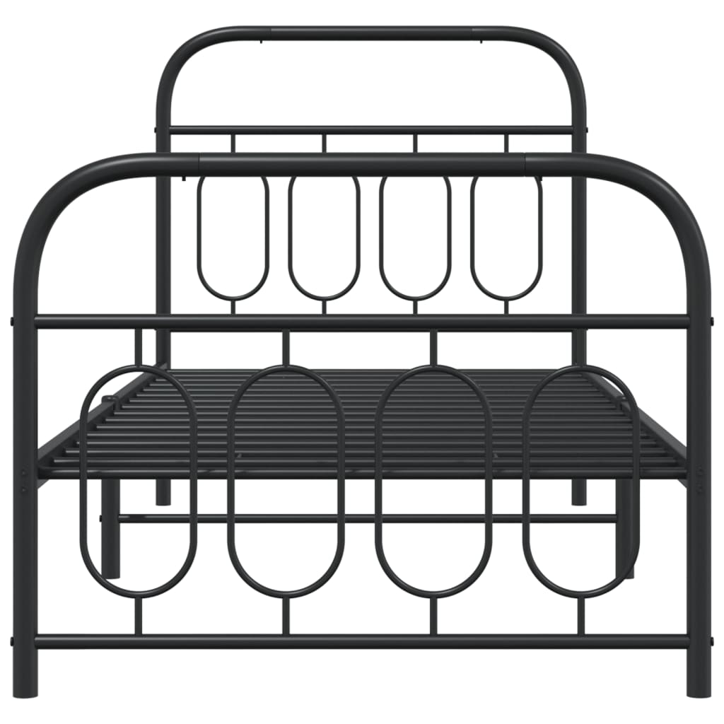 Bedframe met hoofd- en voeteneinde metaal zwart 90x200 cm