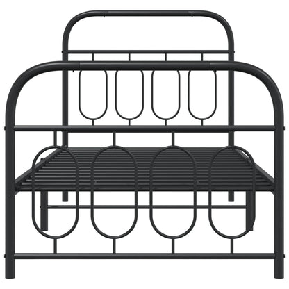 Bedframe met hoofd- en voeteneinde metaal zwart 90x200 cm
