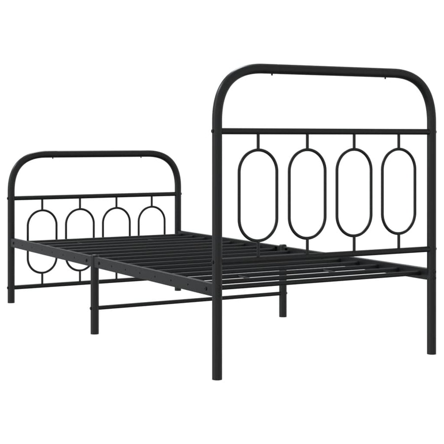 Bedframe met hoofd- en voeteneinde metaal zwart 90x200 cm