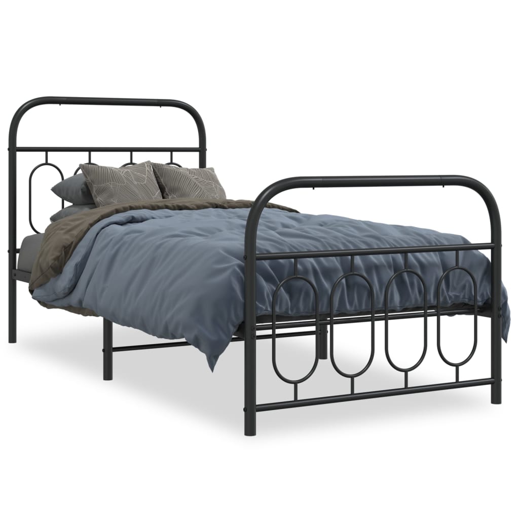 Bedframe met hoofd- en voeteneinde metaal zwart 90x200 cm