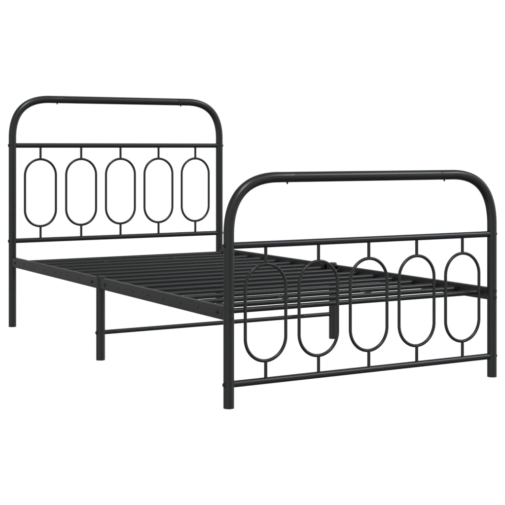 Bedframe met hoofd- en voeteneinde metaal zwart 100x190 cm