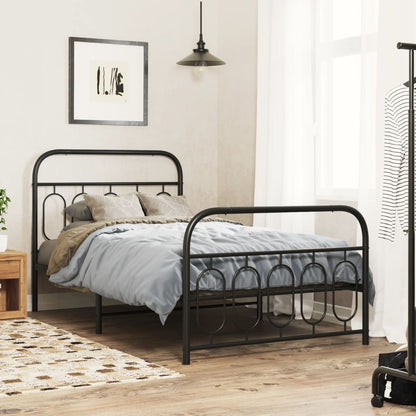 Bedframe met hoofd- en voeteneinde metaal zwart 100x190 cm