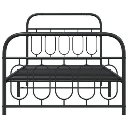 Bedframe met hoofd- en voeteneinde metaal zwart 100x190 cm