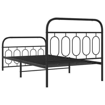Bedframe met hoofd- en voeteneinde metaal zwart 100x190 cm