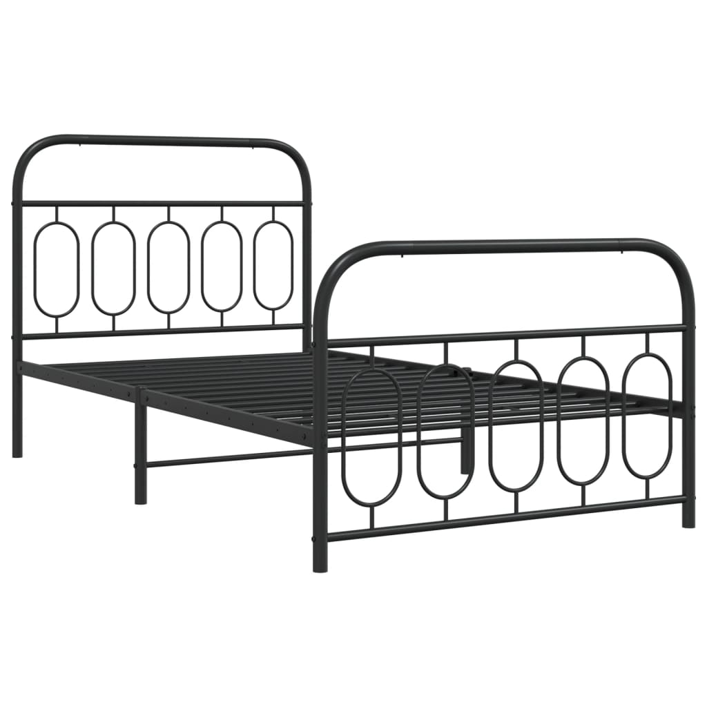 Bedframe met hoofd- en voeteneinde metaal zwart 107x203 cm