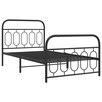 Bedframe met hoofd- en voeteneinde metaal zwart 107x203 cm
