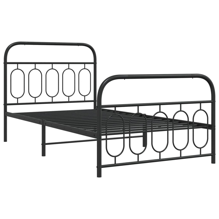 Bedframe met hoofd- en voeteneinde metaal zwart 107x203 cm