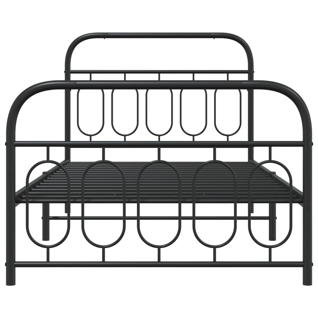 Bedframe met hoofd- en voeteneinde metaal zwart 107x203 cm