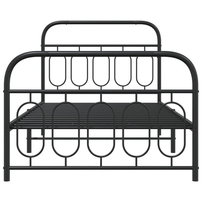 Bedframe met hoofd- en voeteneinde metaal zwart 107x203 cm