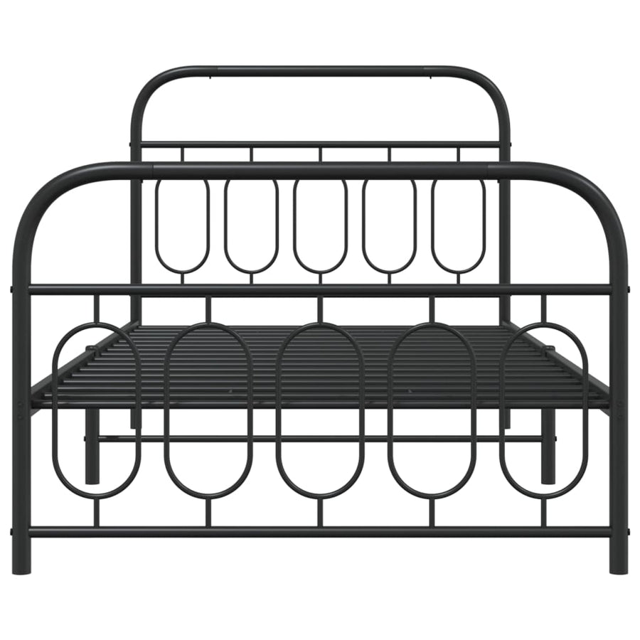 Bedframe met hoofd- en voeteneinde metaal zwart 107x203 cm