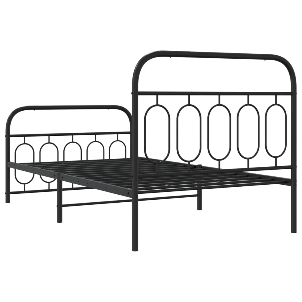 Bedframe met hoofd- en voeteneinde metaal zwart 107x203 cm