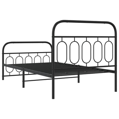 Bedframe met hoofd- en voeteneinde metaal zwart 107x203 cm