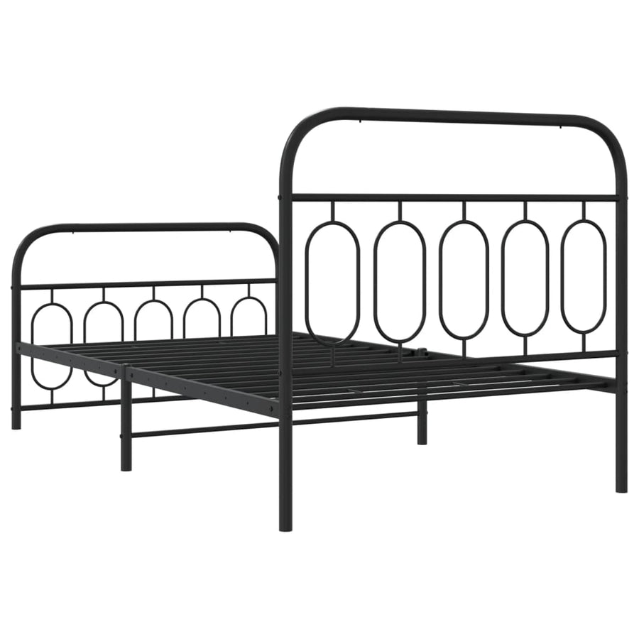 Bedframe met hoofd- en voeteneinde metaal zwart 107x203 cm