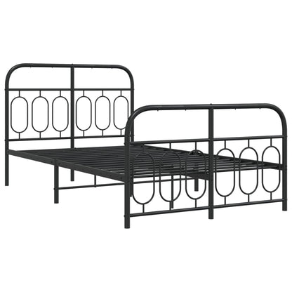 Bedframe met hoofd- en voeteneinde metaal zwart 120x190 cm