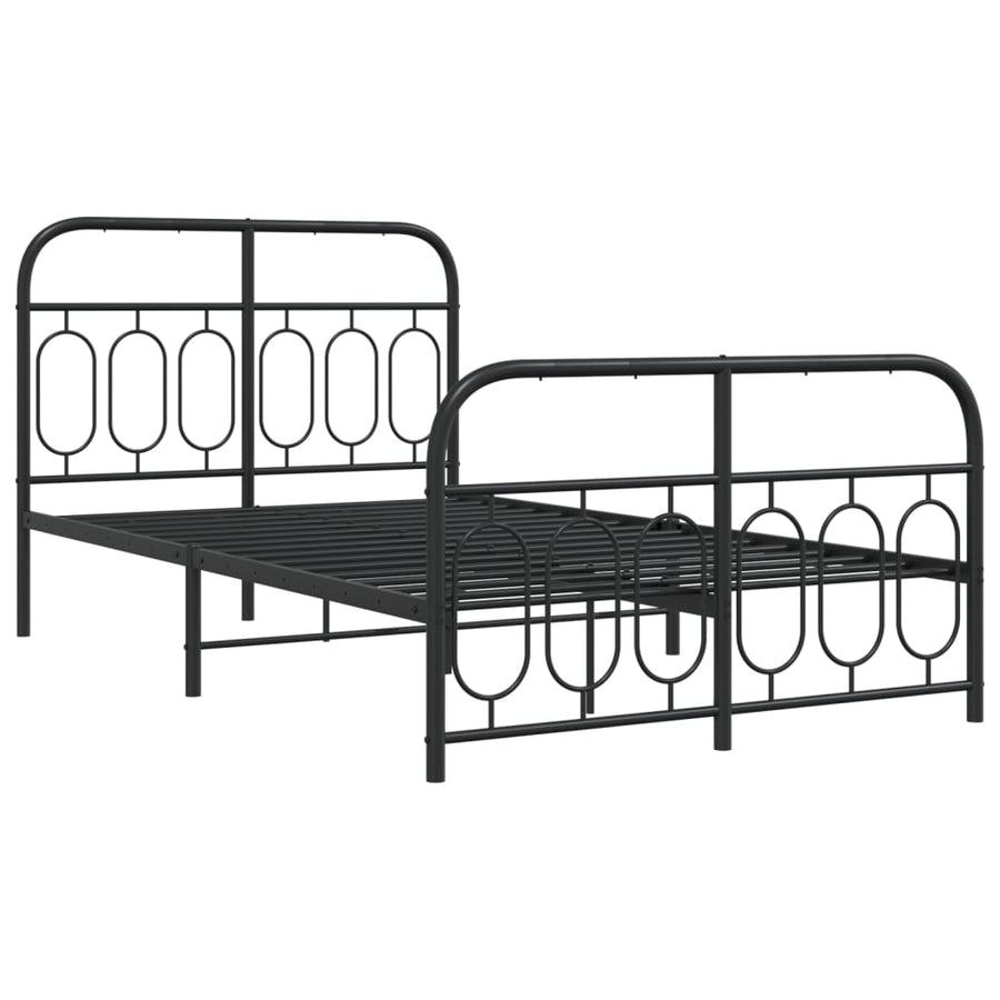 Bedframe met hoofd- en voeteneinde metaal zwart 120x190 cm