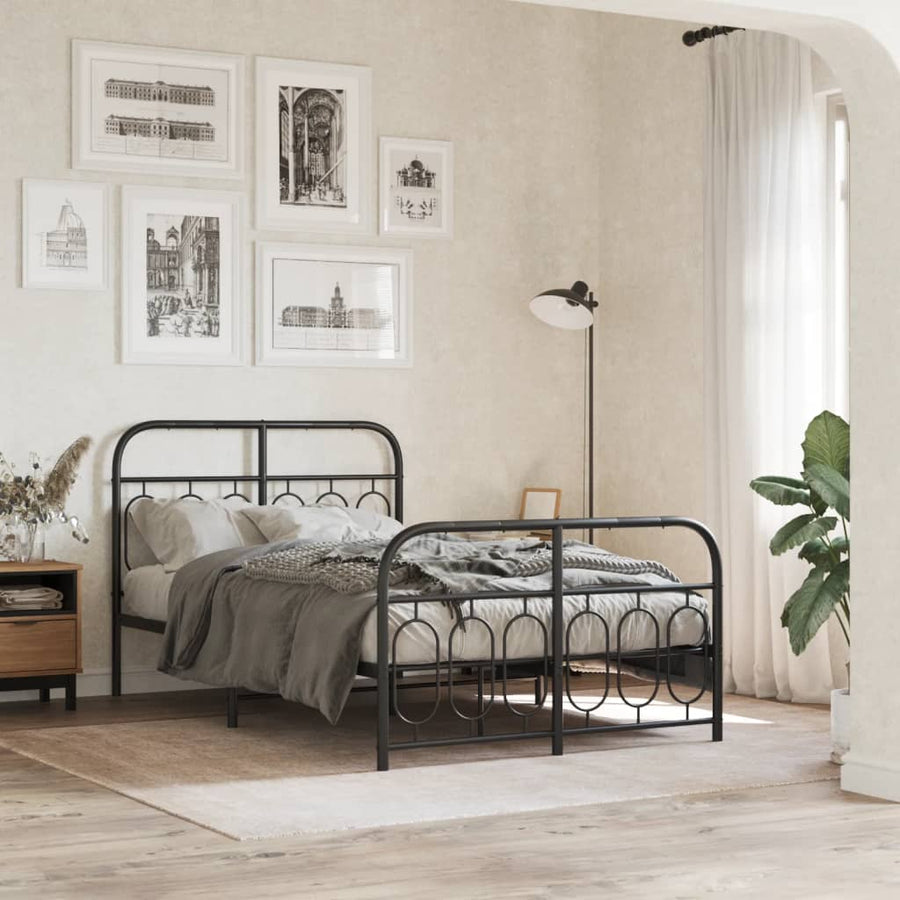 Bedframe met hoofd- en voeteneinde metaal zwart 120x190 cm