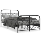 Black Metal Bed Frame with Headboard and Footboard 120x190 cm