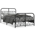 Bed frame with head and footboard metal black 120x200 cm