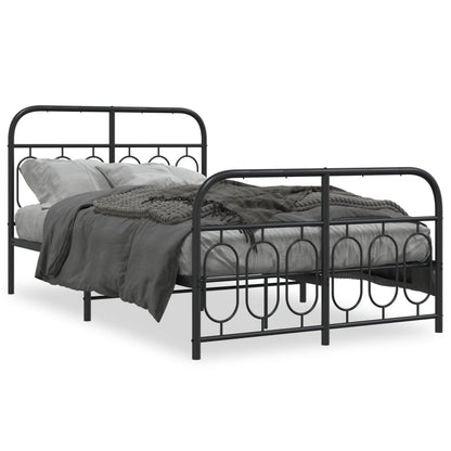 Bedframe met hoofd- en voeteneinde metaal zwart 120x200 cm