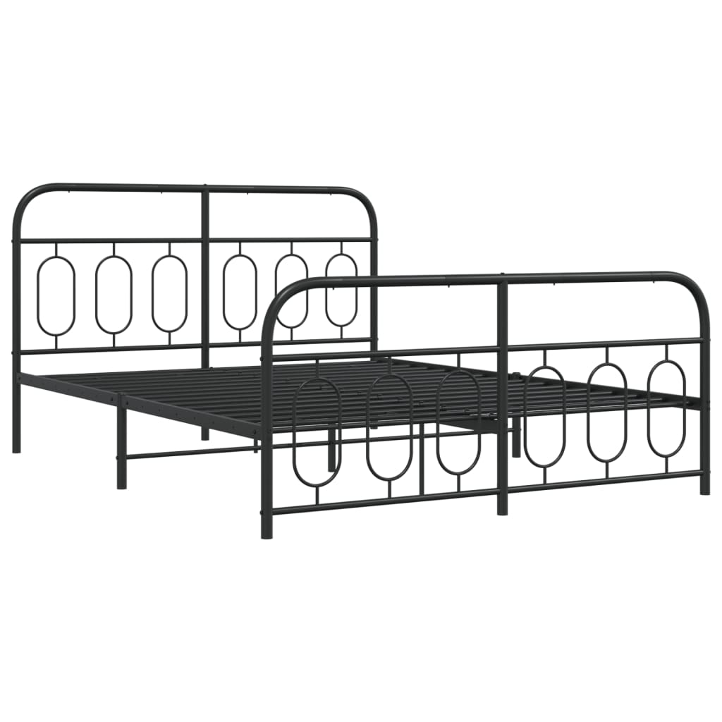 Bedframe met hoofd- en voeteneinde metaal zwart 135x190 cm
