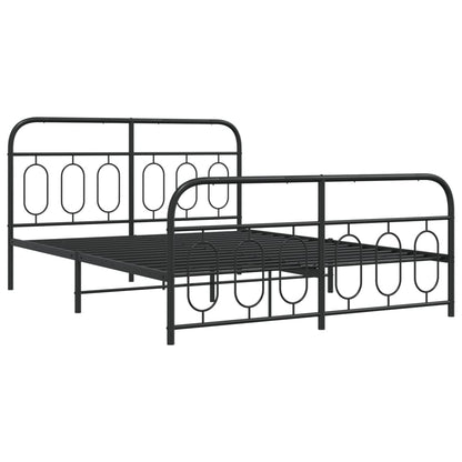Bedframe met hoofd- en voeteneinde metaal zwart 135x190 cm