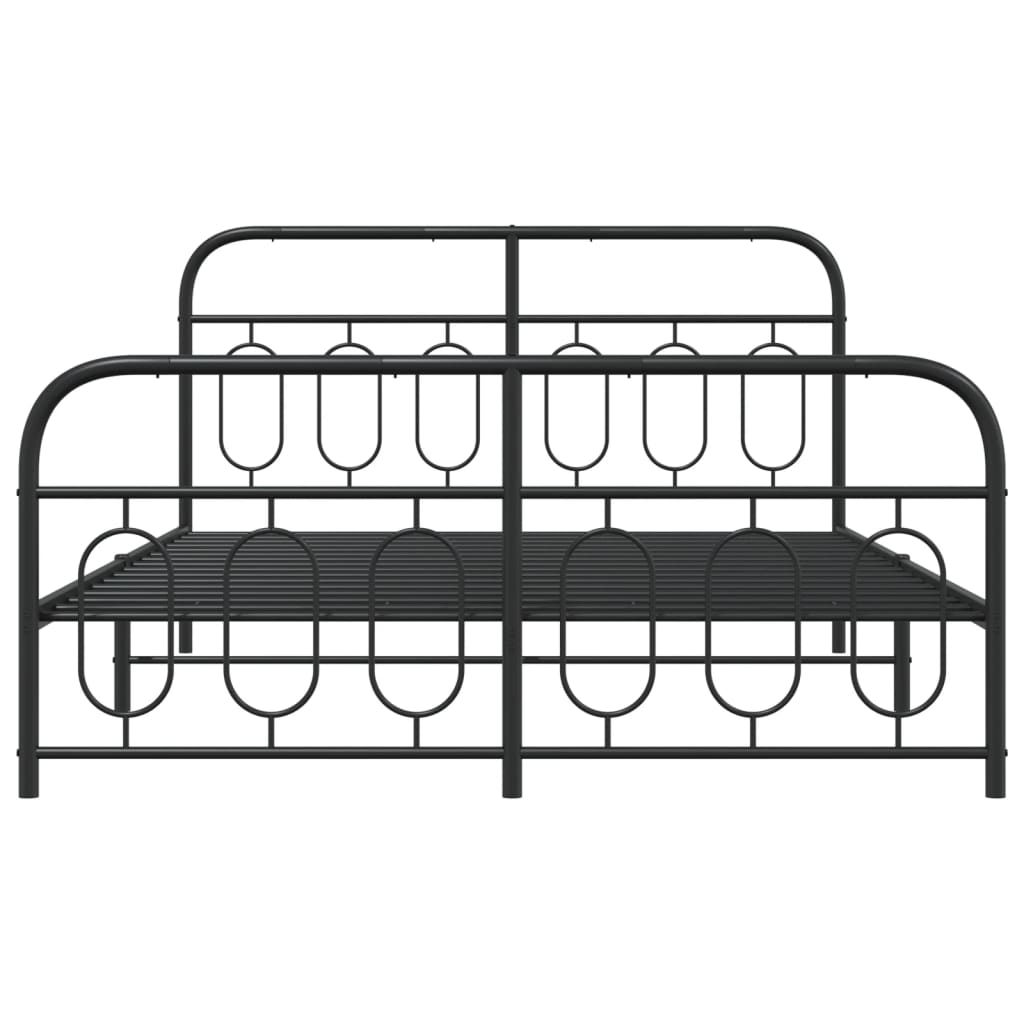 Bedframe met hoofd- en voeteneinde metaal zwart 135x190 cm