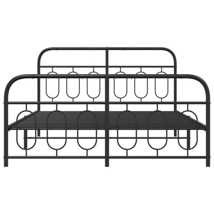 Bedframe met hoofd- en voeteneinde metaal zwart 135x190 cm