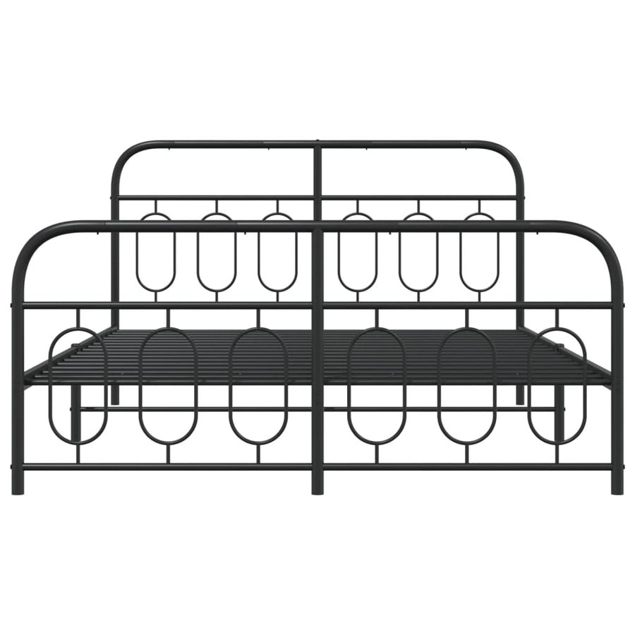 Bedframe met hoofd- en voeteneinde metaal zwart 135x190 cm