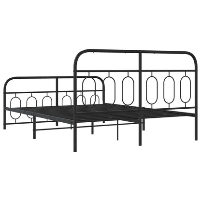 Bedframe met hoofd- en voeteneinde metaal zwart 135x190 cm