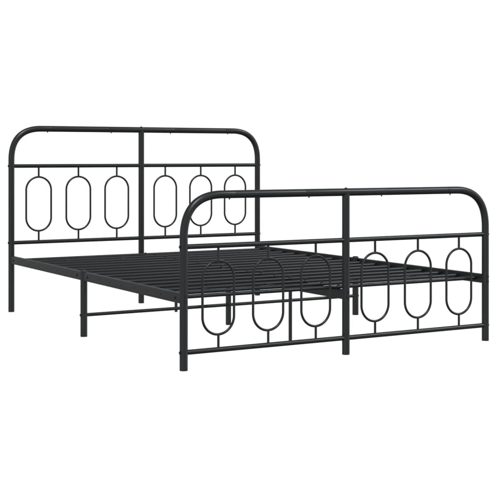 Bedframe met hoofd- en voeteneinde metaal zwart 140x190 cm