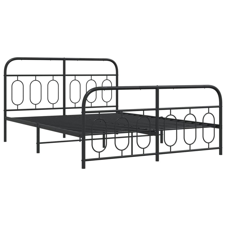 Bedframe met hoofd- en voeteneinde metaal zwart 140x190 cm