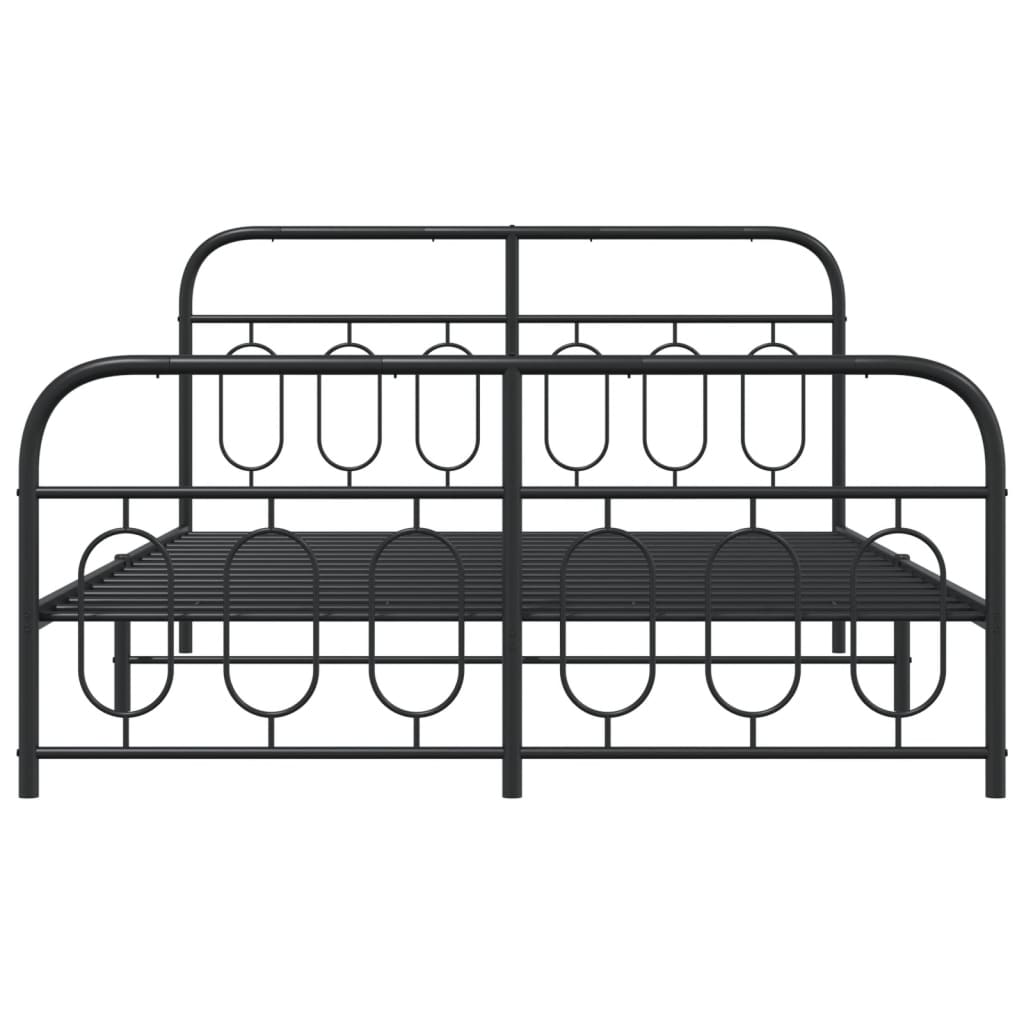 Bedframe met hoofd- en voeteneinde metaal zwart 140x190 cm