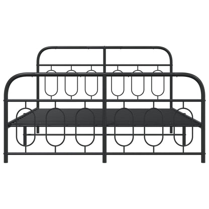 Bedframe met hoofd- en voeteneinde metaal zwart 140x190 cm