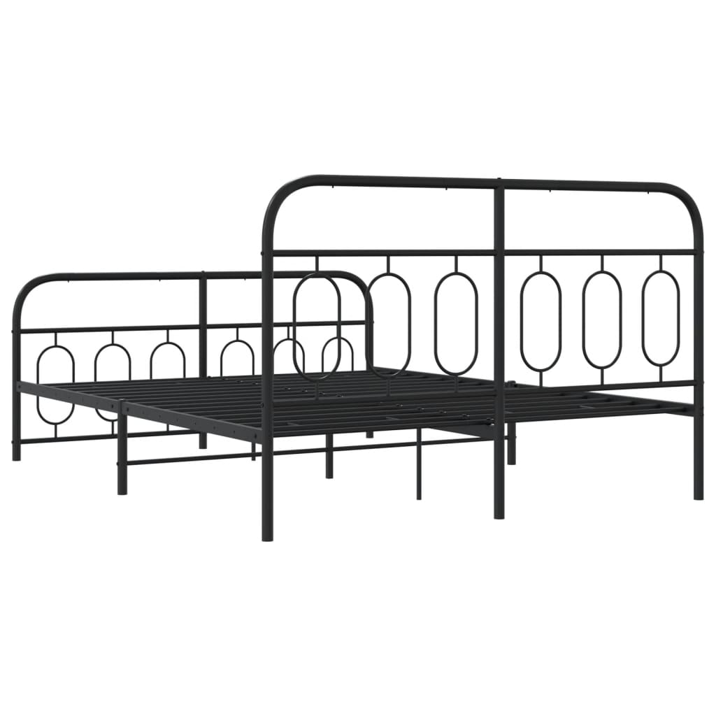 Bedframe met hoofd- en voeteneinde metaal zwart 140x190 cm