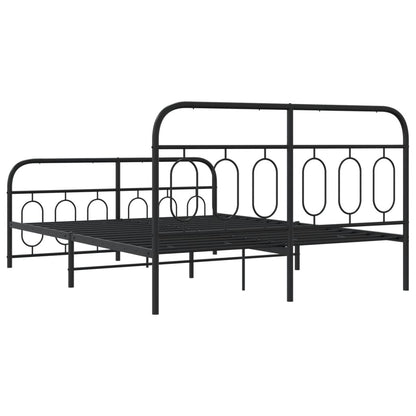 Bedframe met hoofd- en voeteneinde metaal zwart 140x190 cm