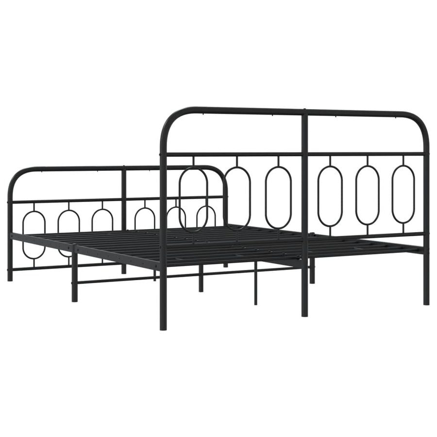 Bedframe met hoofd- en voeteneinde metaal zwart 140x190 cm